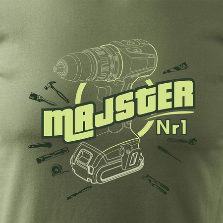 Wyprzedaż - koszulka majster dla majstra dla majsterkowicza stolarza mechanika męska khaki REGULAR