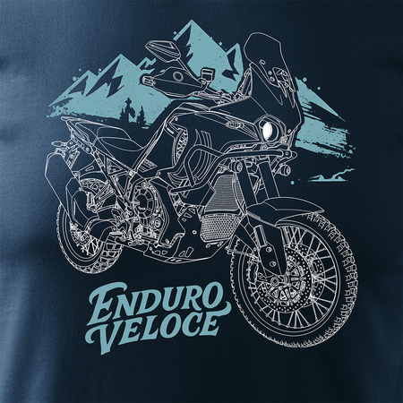Koszulka motocyklowa z motocyklem na motor MV Agusta Enduro Veloce męska granatowa