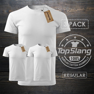 Topslang koszulka męska bawełniana biała na WF 3 PACK t-shirt męski biały REGULAR