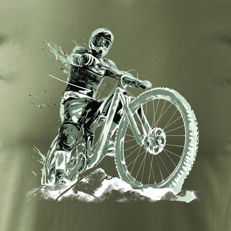 Wyprzedaż - koszulka rowerowa na rower z rowerem górskim MTB Downhill Mountain Bike męska khaki REGULAR