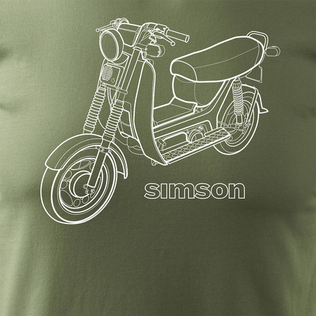 Koszulka motocyklowa z motocyklem Simson skuter SR50 męska khaki REGULAR