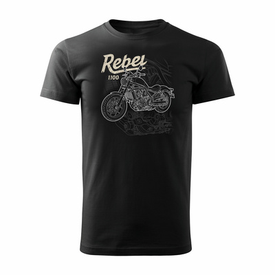 Koszulka motocyklowa z motocyklem na motor Honda Rebel 1100 męska czarna