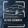 Koszulka z samochodem Ford Sierra RS 500 z Fordem Sierra RS 500 cosworth męska granatowa