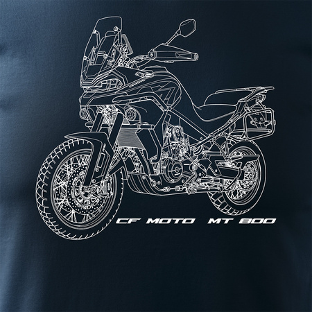 Koszulka motocyklowa z motocyklem turystycznym CF MOTO MT 800 męska granatowa