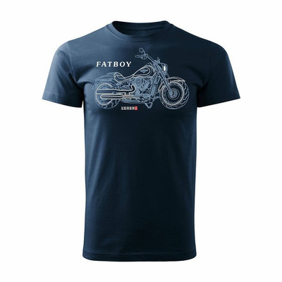 Koszulka motocyklowa na motor HARLEY FATBOY męska granatowa REGULAR