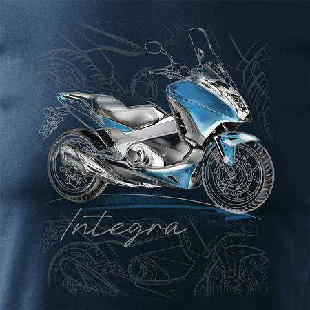 Wyprzedaż - koszulka z motocyklem na motor Honda Integra męska granatowa REGULAR