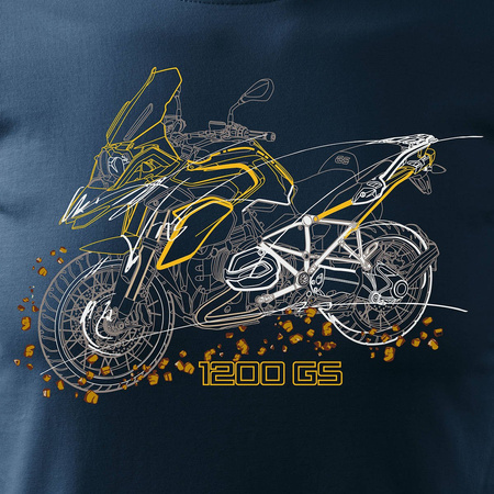 Wyprzedaż - koszulka motocyklowa z motocyklem na motor BMW GS 1200 męska granatowa REGULAR