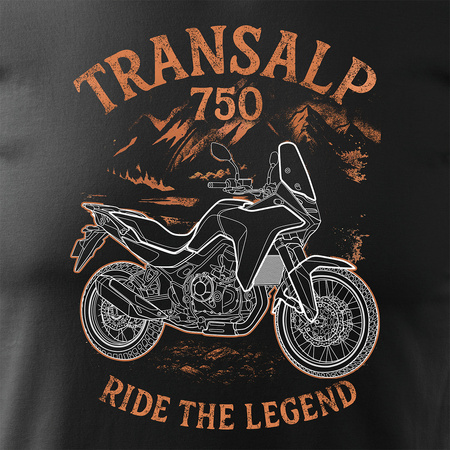Koszulka motocyklowa z motocyklem na motor Honda Transalp 750 męska czarna