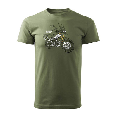 Koszulka motocyklowa z motocyklem na motor Triumph Tiger 1200 męska khaki REGULAR