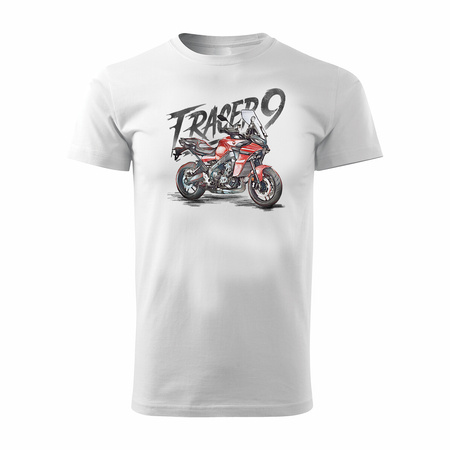Koszulka motocyklowa z motocyklem na motor Yamaha Tracer 9 900 męska biała