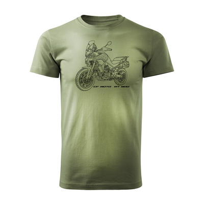 Koszulka motocyklowa z motocyklem turystycznym CF MOTO MT 800 męska khaki