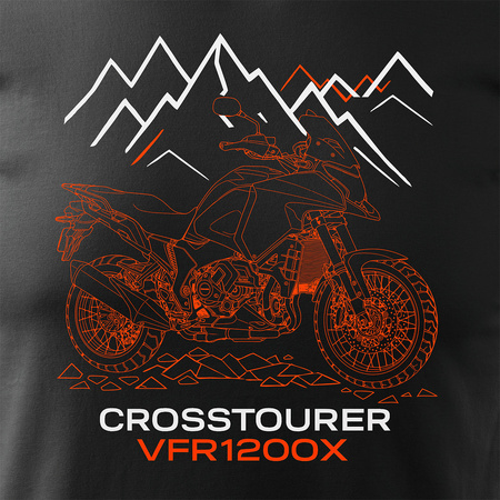 Koszulka z motocyklem Honda VFR1200X VFR 1200 X Crosstourer męska czarna REGULAR