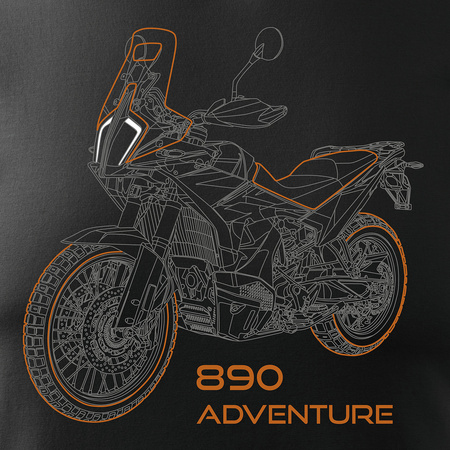 Koszulka na motor motocykl KTM 890 Adventure męska czarna REGULAR