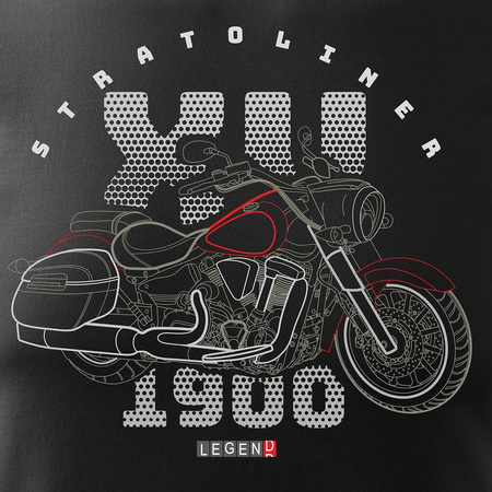 Wyprzedaż - koszulka motocyklowa z motocyklem Yamaha Stratoliner XV 1900 męska czarna REGULAR