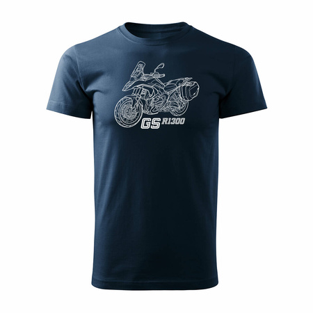 Wyprzedaż - koszulka motocyklowa z motocyklem na motor BMW GS R 1300 kolekcjonerska męska granatowa REGULAR