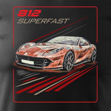 Koszulka z samochodem Ferrari 812 Superfast męska czarna REGULAR