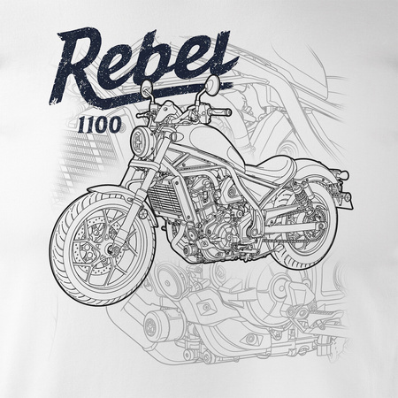 Koszulka motocyklowa z motocyklem na motor Honda Rebel 1100 męska biała
