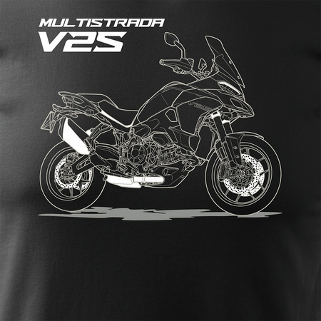 Koszulka na motor motocyklowa Ducati Multistrada V2S męska czarna REGULAR