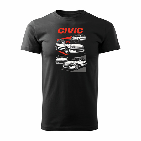 Koszulka z samochodem Honda Civic 4 IV legend męska czarna REGULAR