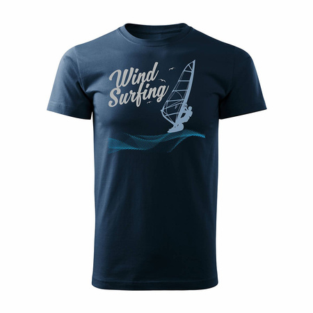 Wyprzedaż - koszulka windsurfing do windsurfingu z windsurfingiem męska granatowa REGULAR