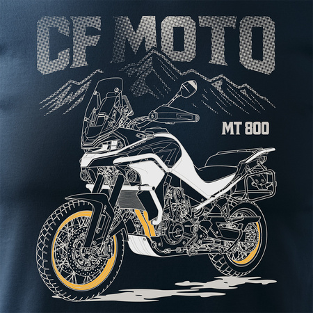 Koszulka motocyklowa z motocyklem turystycznym CF MOTO MT 800 męska granatowa