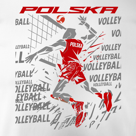 Koszulka polska siatkówka dla kibica do siatkówki siatkówka Volleyball męska biała REGULAR