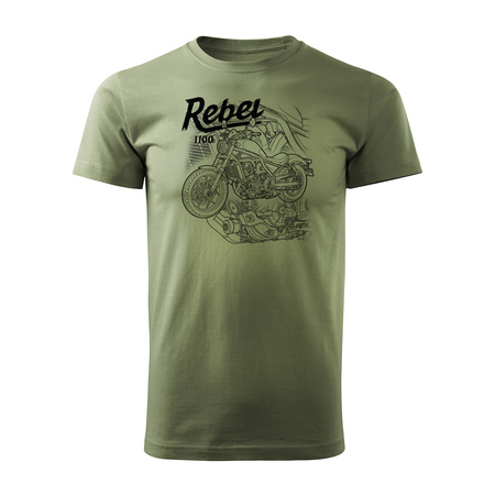 Koszulka motocyklowa z motocyklem na motor Honda Rebel 1100 męska khaki
