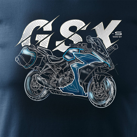 Koszulka z motocyklem motocykl Suzuki GSX 1000 GT męska granat REGULAR