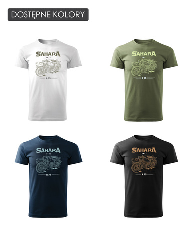 Koszulka motocyklowa z motocyklem BMW Sahara Legend męska khaki