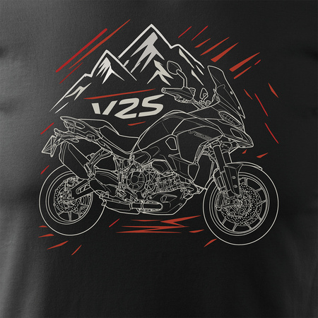 Koszulka na motor motocyklowa Ducati Multistrada V2S męska czarna REGULAR