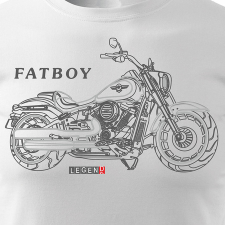 Koszulka motocyklowa na motor HARLEY FATBOY męska biała REGULAR