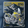 Koszulka z motocyklem na motor Suzuki V-strom Vstrom 1050 DE męska granatowa REGULAR