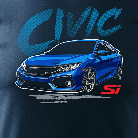 Koszulka z samochodem Honda Civic SI męska granatowa REGULAR