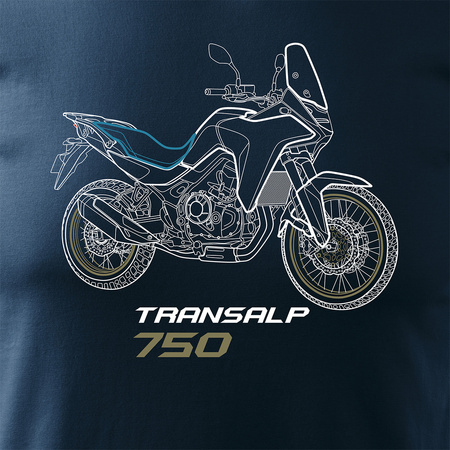 Koszulka motocyklowa z motocyklem na motor Honda Transalp 750 męska granatowa