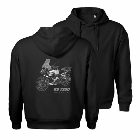 Bluza z kapturem motocyklowa z motocyklem na motor BMW GS 1300 Adventure męska czarna