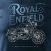 Koszulka motocyklowa z motocyklem na motor Royal Enfield Classic 650 Legend męska granatowa