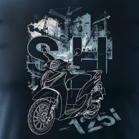 Koszulka motocyklowa z motocyklem skuterem skuter na motor Honda SH125i SH 125 i męska granatowa
