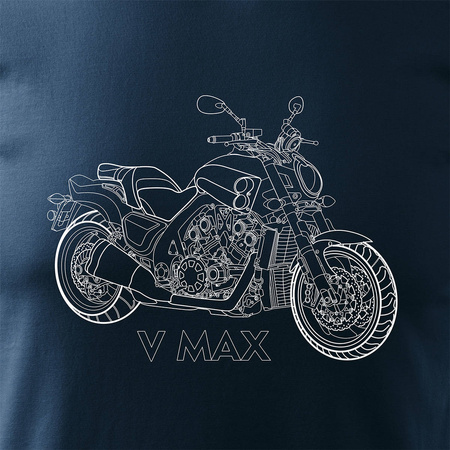 Koszulka motocyklowa z motocyklem Yamaha V MAX VMAX męska granatowa REGULAR