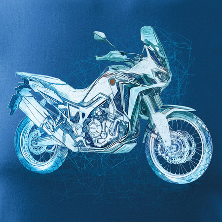 Wyprzedaż - koszulka motocyklowa z motocyklem na motor Honda Africa Twin CRF1100L niebieska granatowa