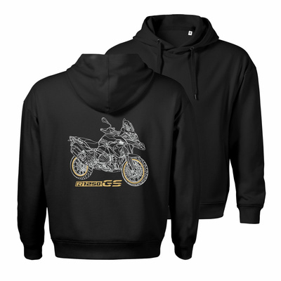 Bluza z kapturem motocyklowa z motocyklem na motor BMW GS 1250 Adventure męska czarna
