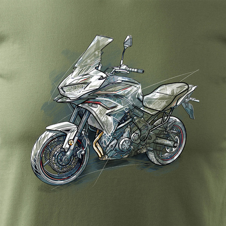 Koszulka motocyklowa z motocyklem na motor Kawasaki Versys 650 KLE 650 męska khaki