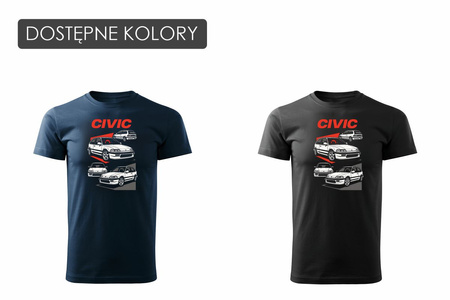 Koszulka z samochodem Honda Civic 4 IV legend męska czarna REGULAR