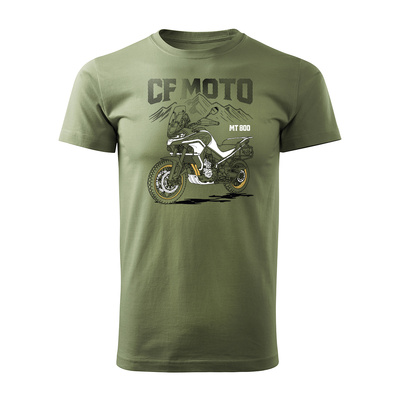 Koszulka motocyklowa z motocyklem turystycznym CF MOTO MT 800 męska khaki