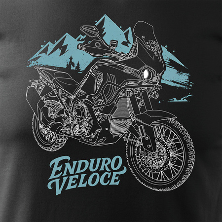 Koszulka motocyklowa z motocyklem na motor MV Agusta Enduro Veloce męska czarna