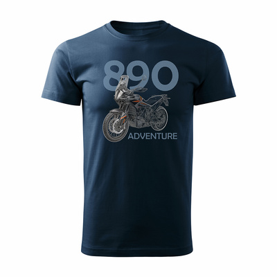 Koszulka na motor motocykl KTM 890 Adventure męska granatowa REGULAR