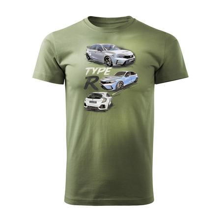 Koszulka z samochodem Honda Civic Type R męska khaki REGULAR