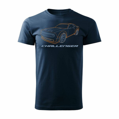 Wyprzedaż - koszulka z samochodem Dodge Challenger SRT męska granatowa REGULAR