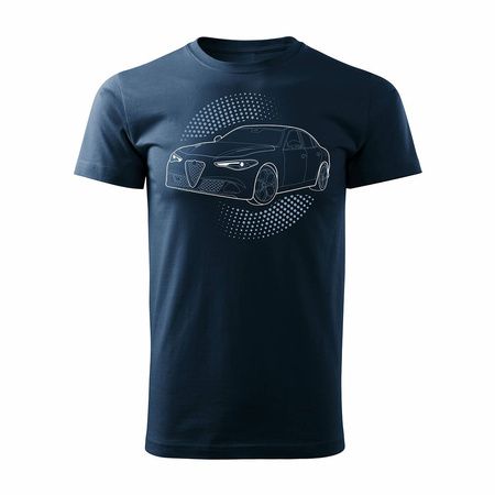 Wyprzedaż - koszulka z samochodem Alfa Romeo Giulia Veloce męska granatowa REGULAR