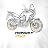 Koszulka motocyklowa z motocyklem na motor Honda Transalp 750 męska biała