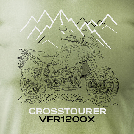 Koszulka z motocyklem Honda VFR1200X VFR 1200 X Crosstourer męska khaki REGULAR